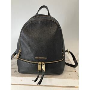 MICHAEL KORS LARGE BLACK PEBBLED LEATHER WOMENS BACKPACK